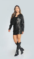 Chaqueta Negra Cuerina