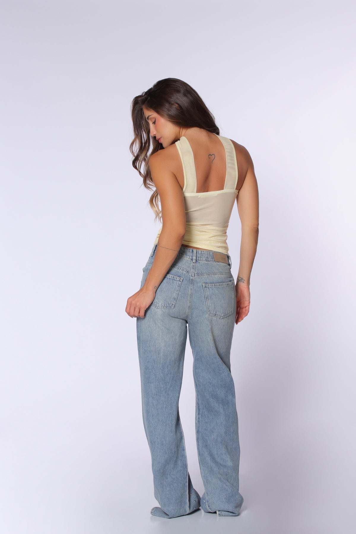 Jean Azul Wide Leg Detalles