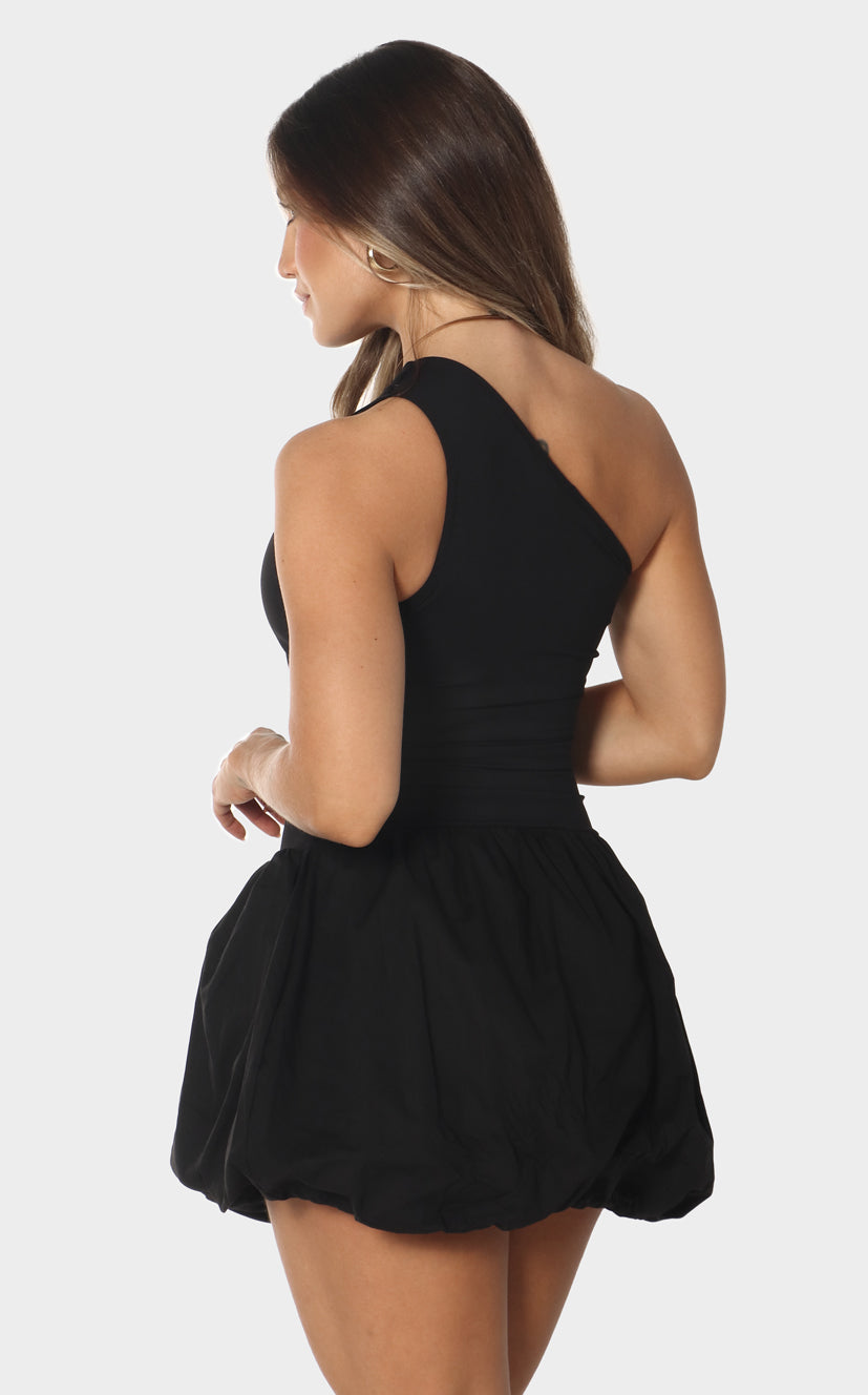 Vestido Negro Falda Globo