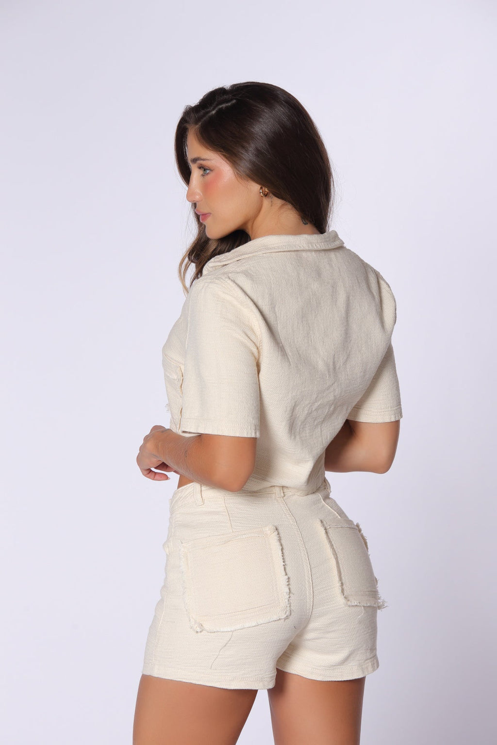 Falda Short Marfil Denim