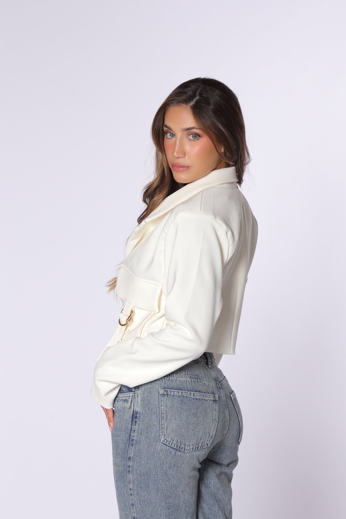 Chaqueta Marfil Bolsillos