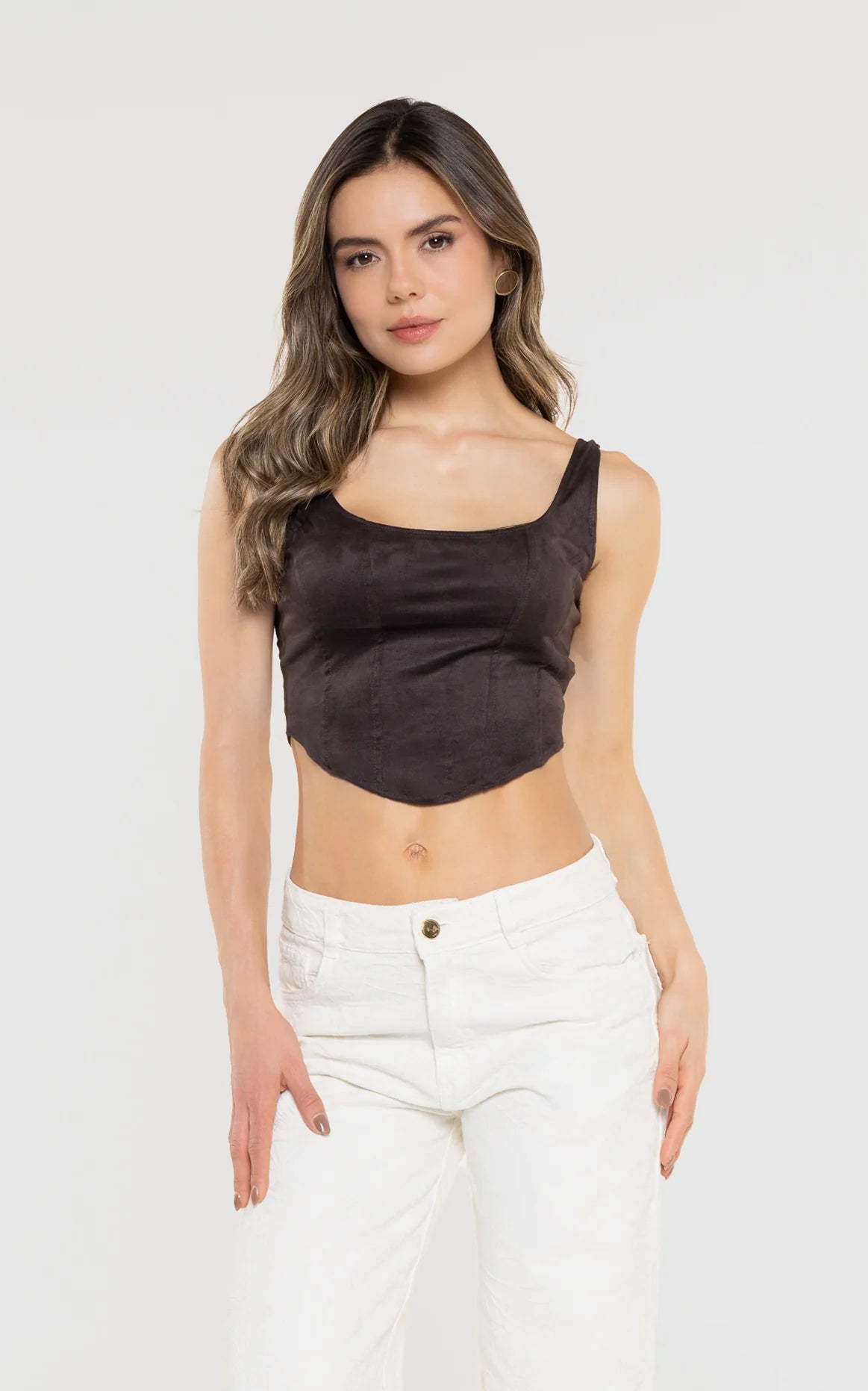 Chocolate Seamed Blouse by Navissi