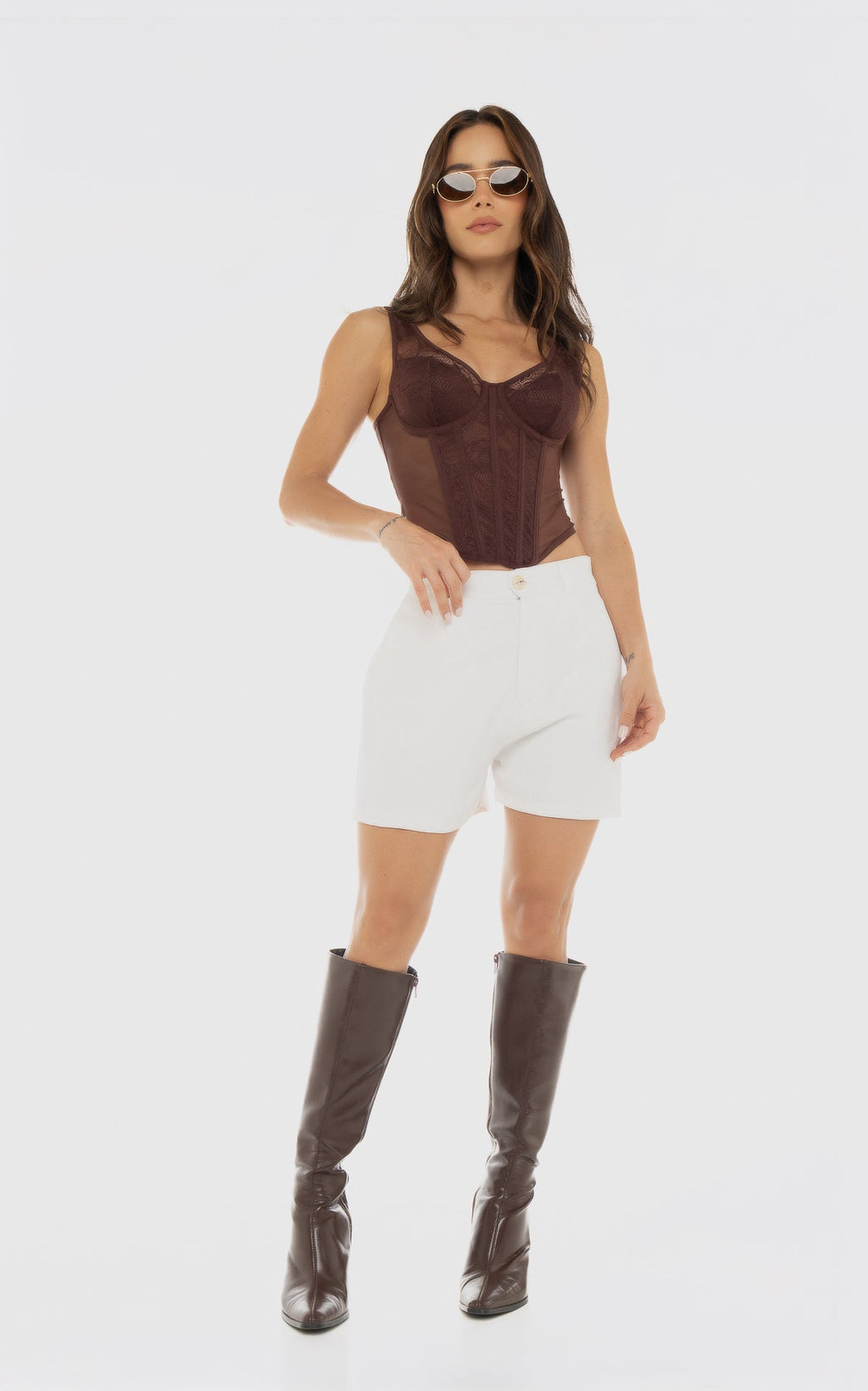 Chocolate Seamed Corset Top