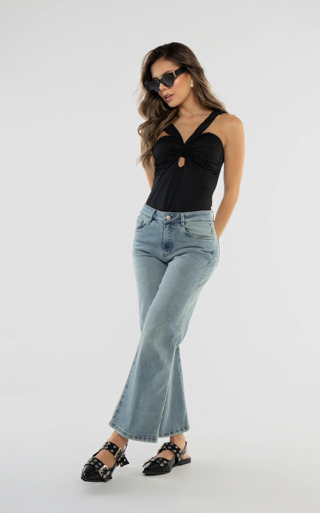 Black Draped Bodysuit