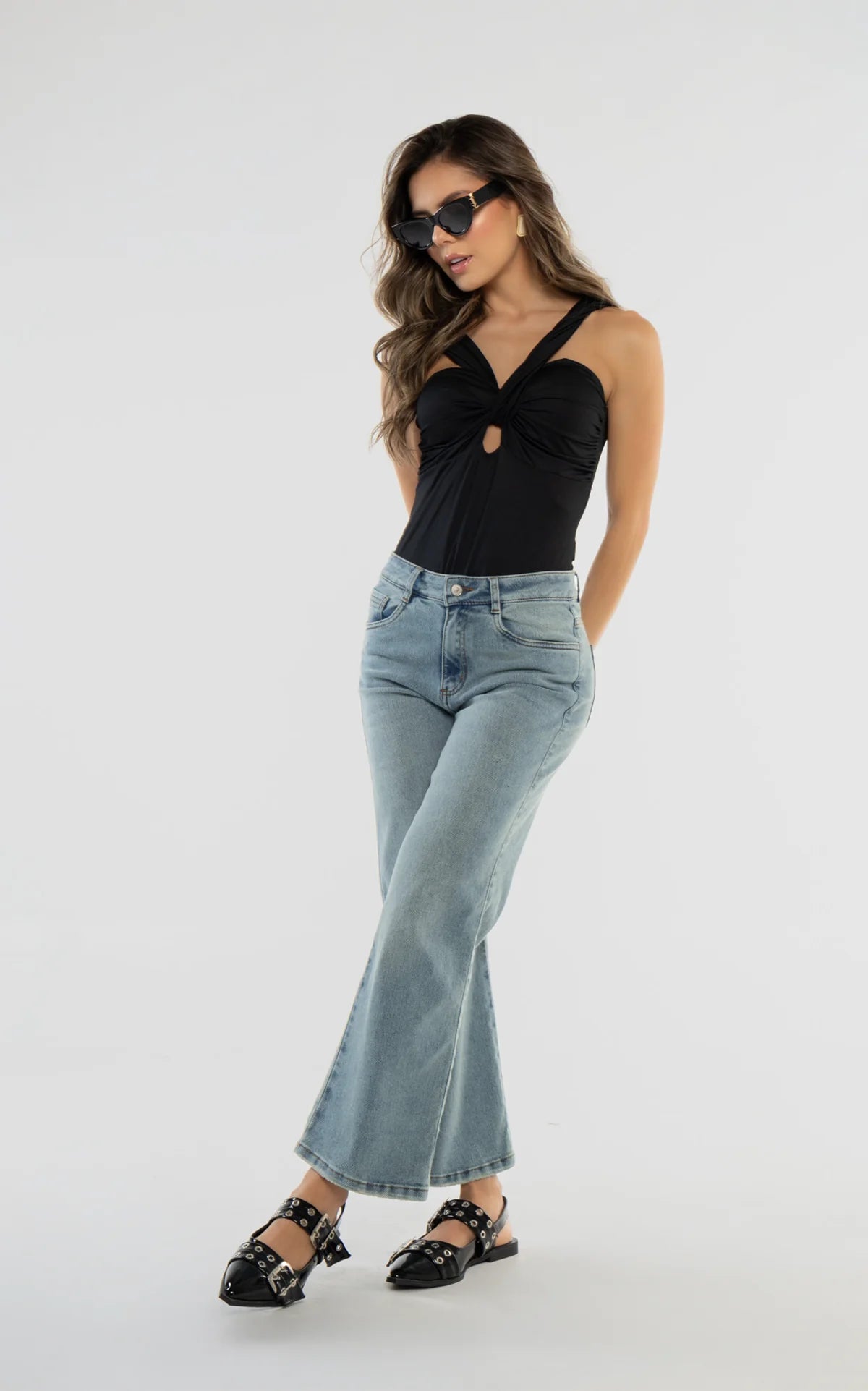 Black Draped Bodysuit