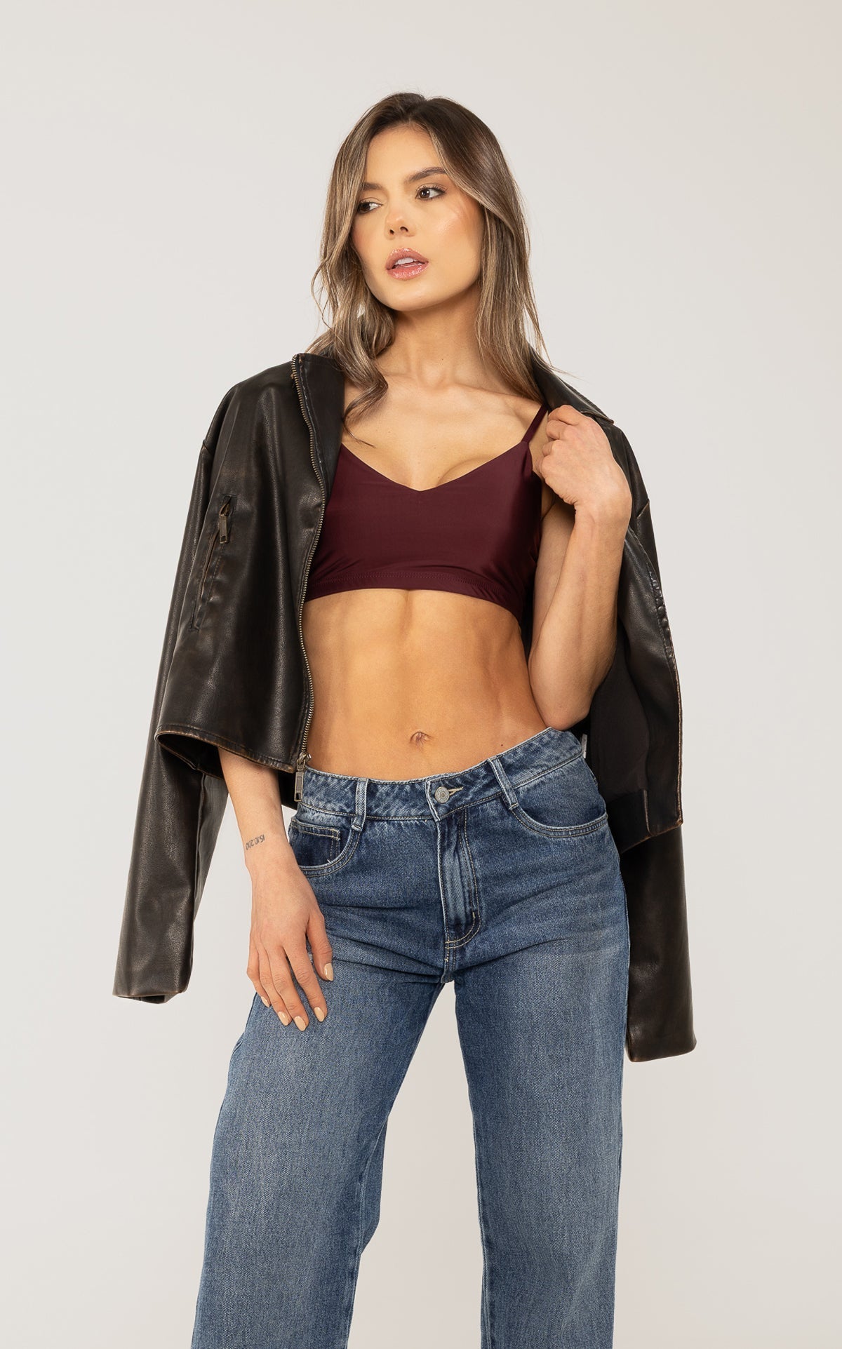 Wine V-Neck Essential Top