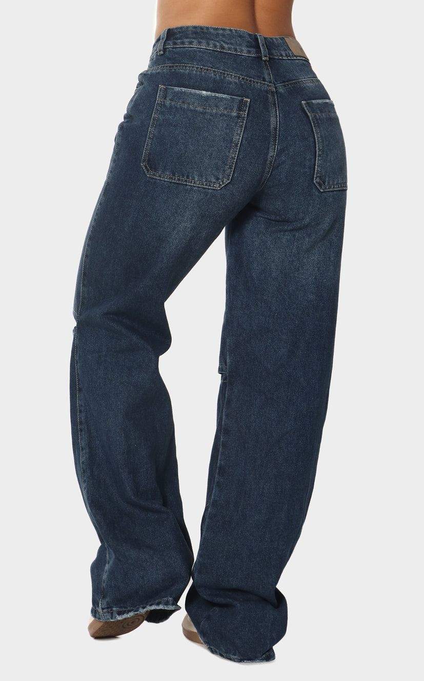 Jean Azul Straight Cut Out