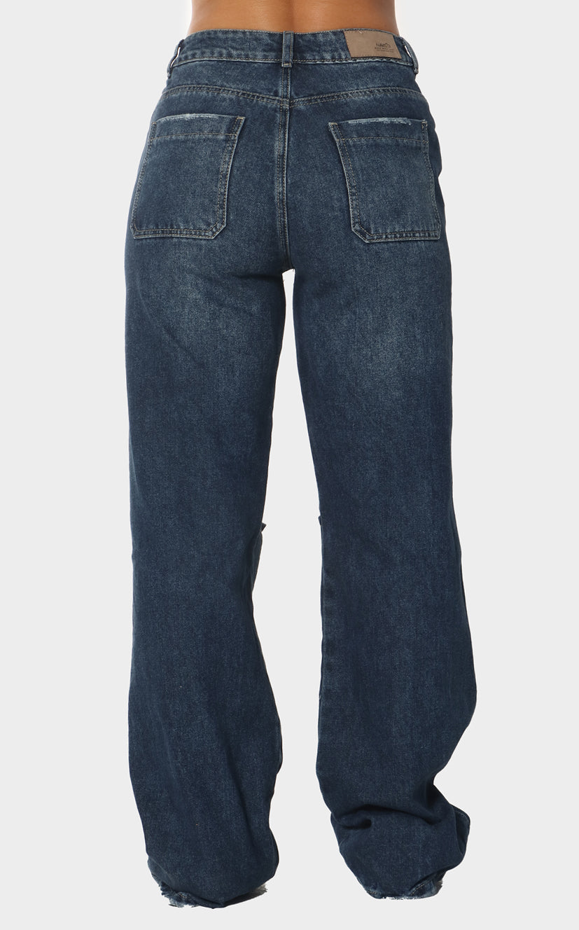 Jean Azul Straight Cut Out