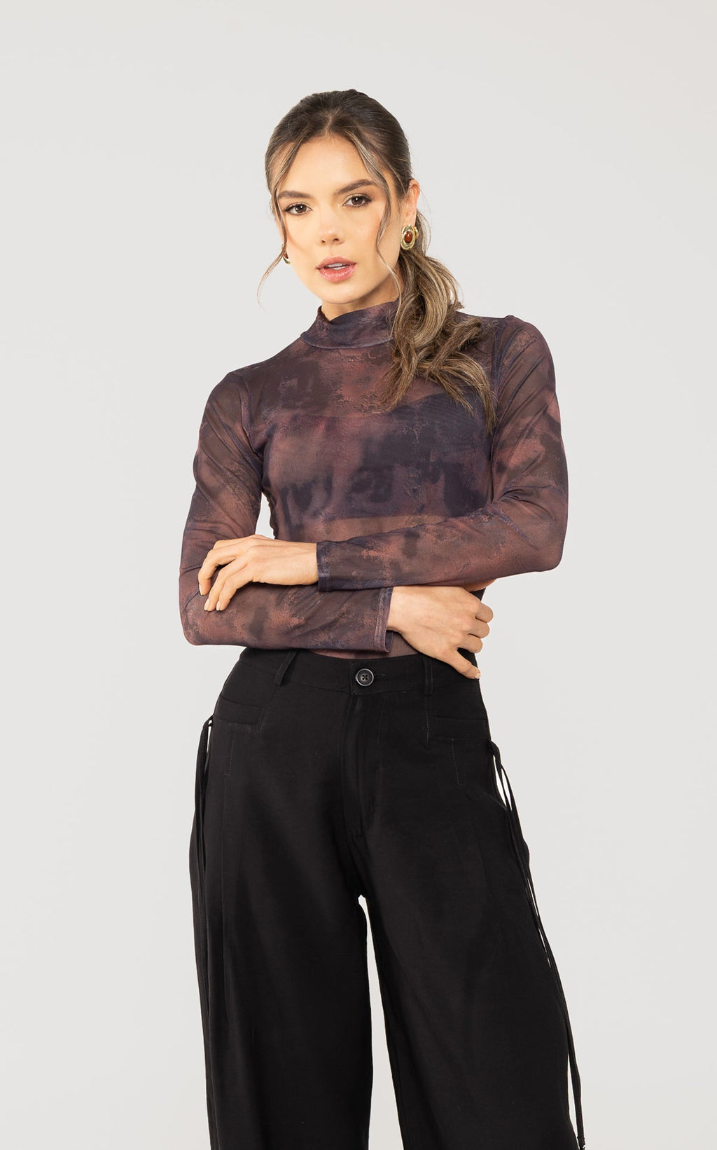 Black Long-Sleeve Layered Bodysuit by Navissi