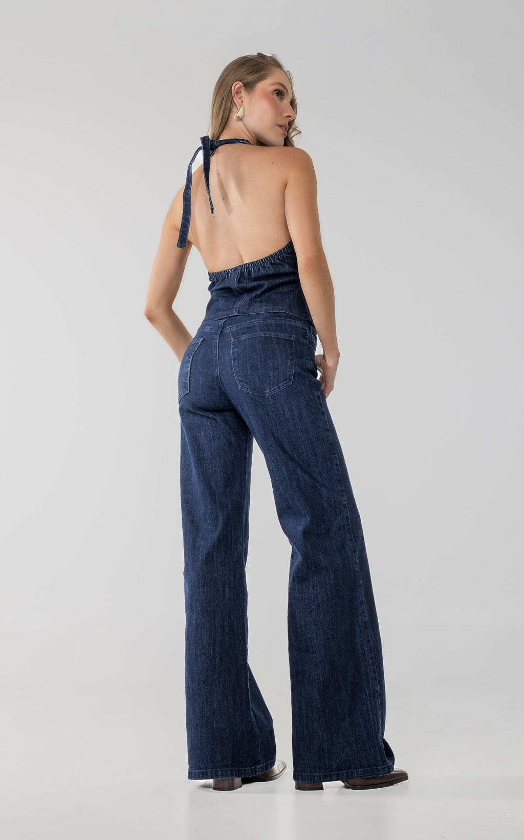 Blue Semi Wide-Leg Wide-Leg Jeans