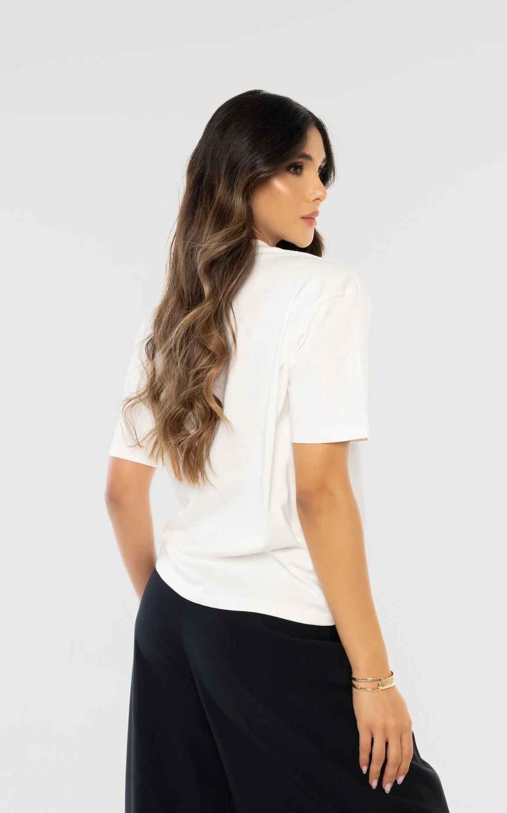 Ivory Oversized Ribbed T-Shirt by Navissi