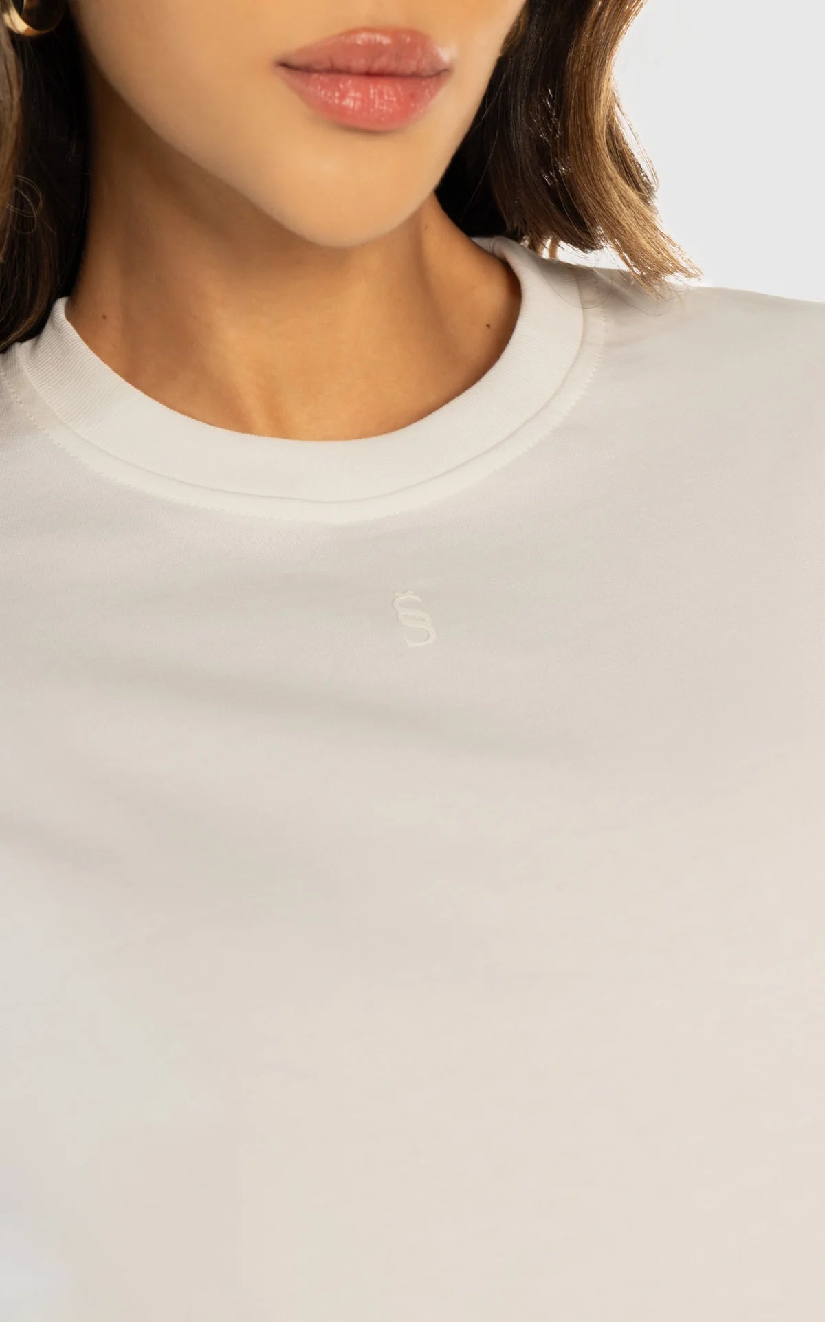 Ivory Oversized Ribbed T-Shirt by Navissi