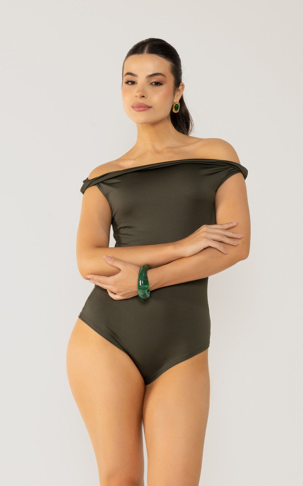 Green Twisted-Detail Bodysuit