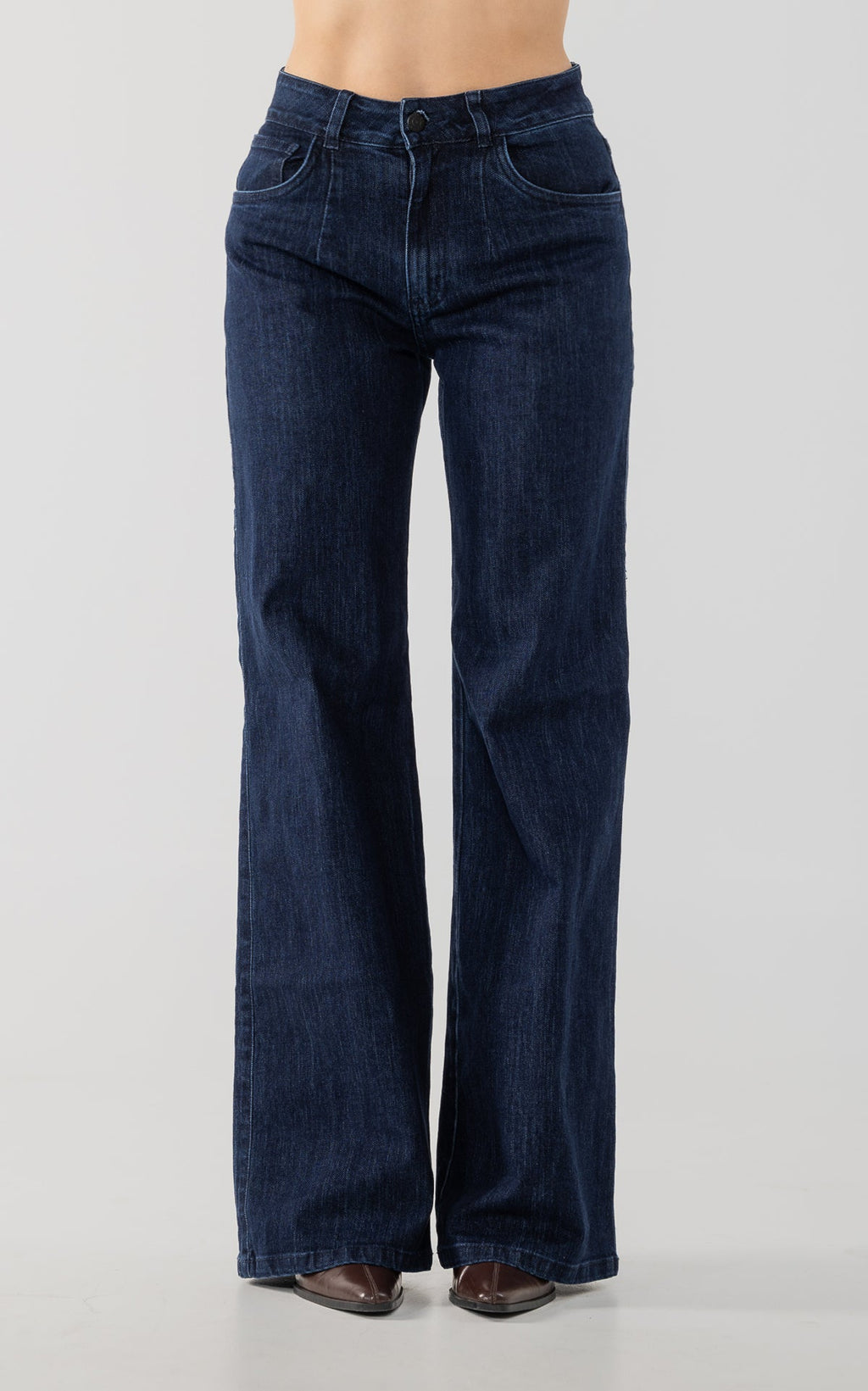 Blue Semi Wide-Leg Wide-Leg Jeans