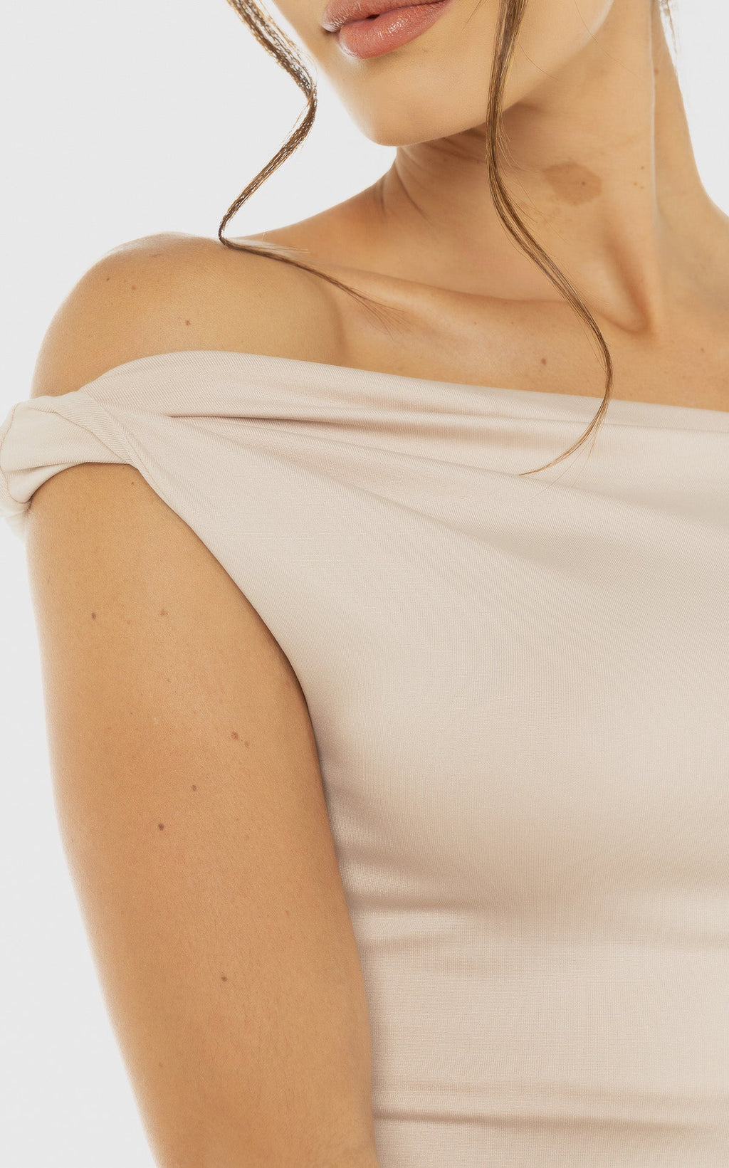 Cream Twisted-Detail Bodysuit by Navissi