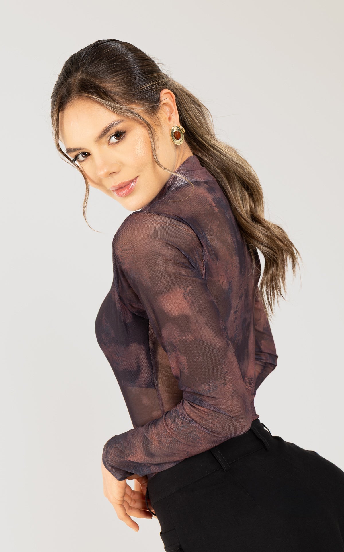 Black Long-Sleeve Layered Bodysuit by Navissi