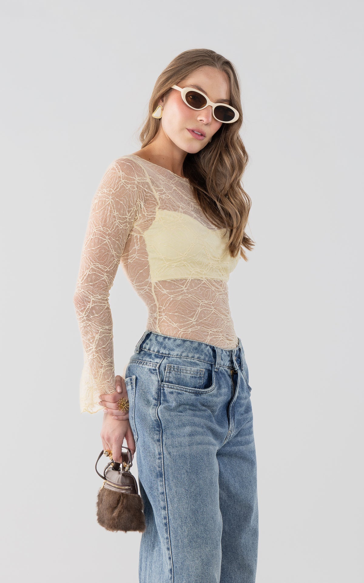 Blusa Manga Larga Blonda Amarillo Claro