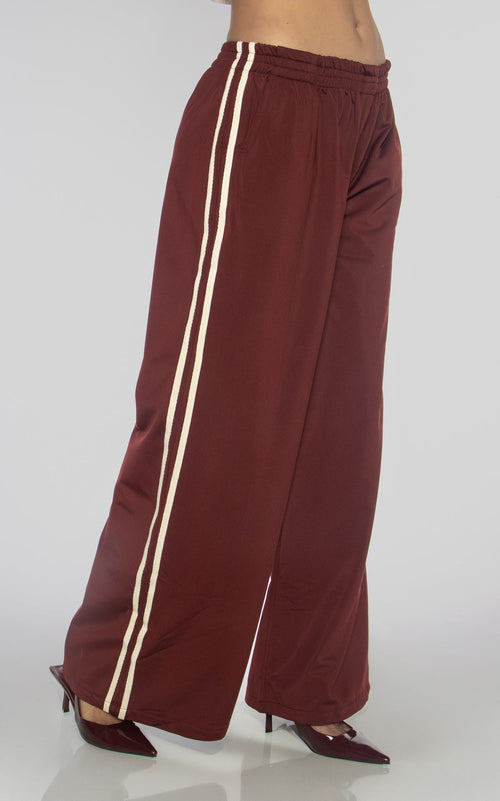 Burgundy Side-Trim Pants by Navissi