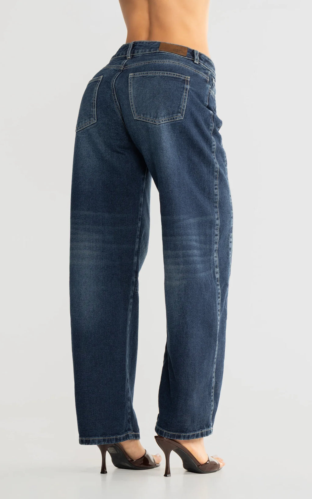 Blue Barrel-Leg Jeans
