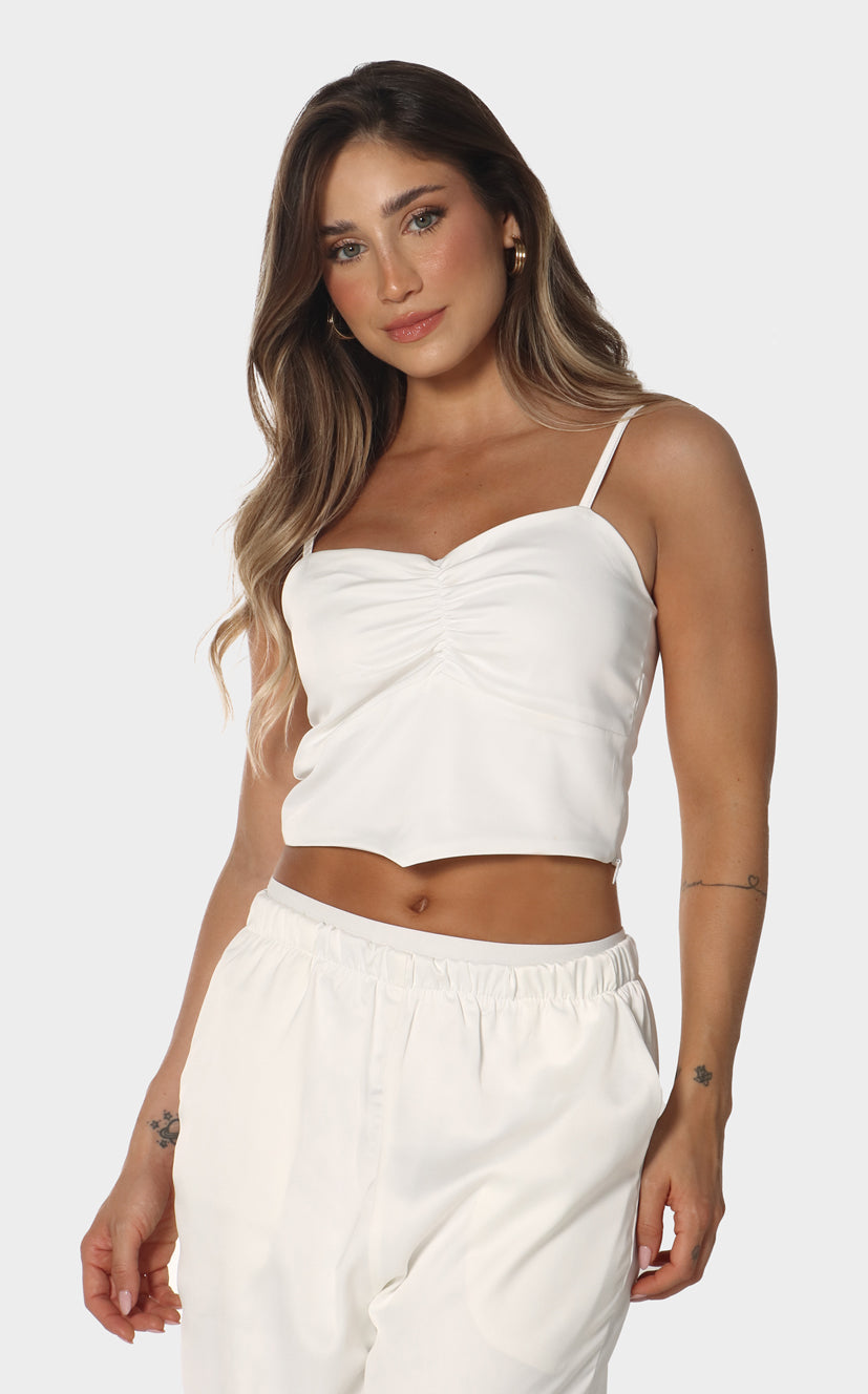 Blusa Crop Tiras Y Recogido