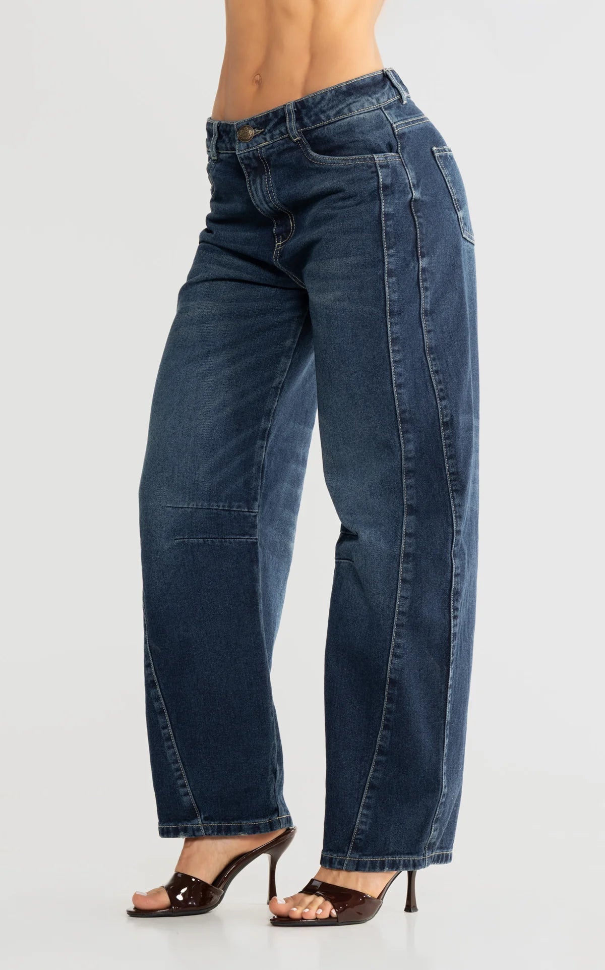 Blue Barrel-Leg Jeans