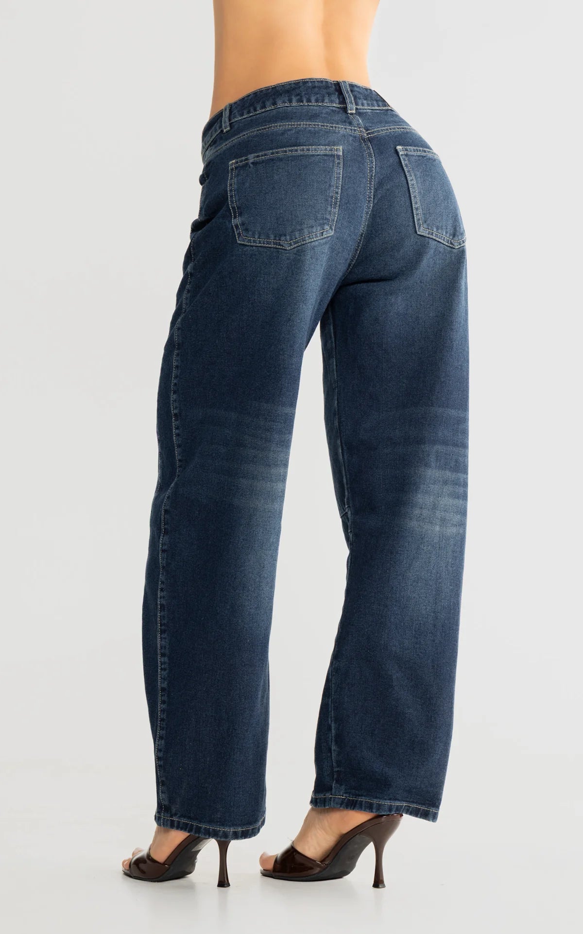 Blue Barrel-Leg Jeans