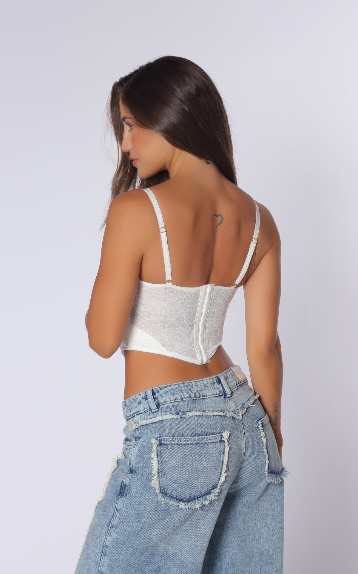 Ivory Seamed Peplum Corset Top