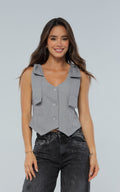 Gray Tailored Bow-Detail Vest by Navissi