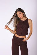Blusa Vinotinto Denim Texturizada