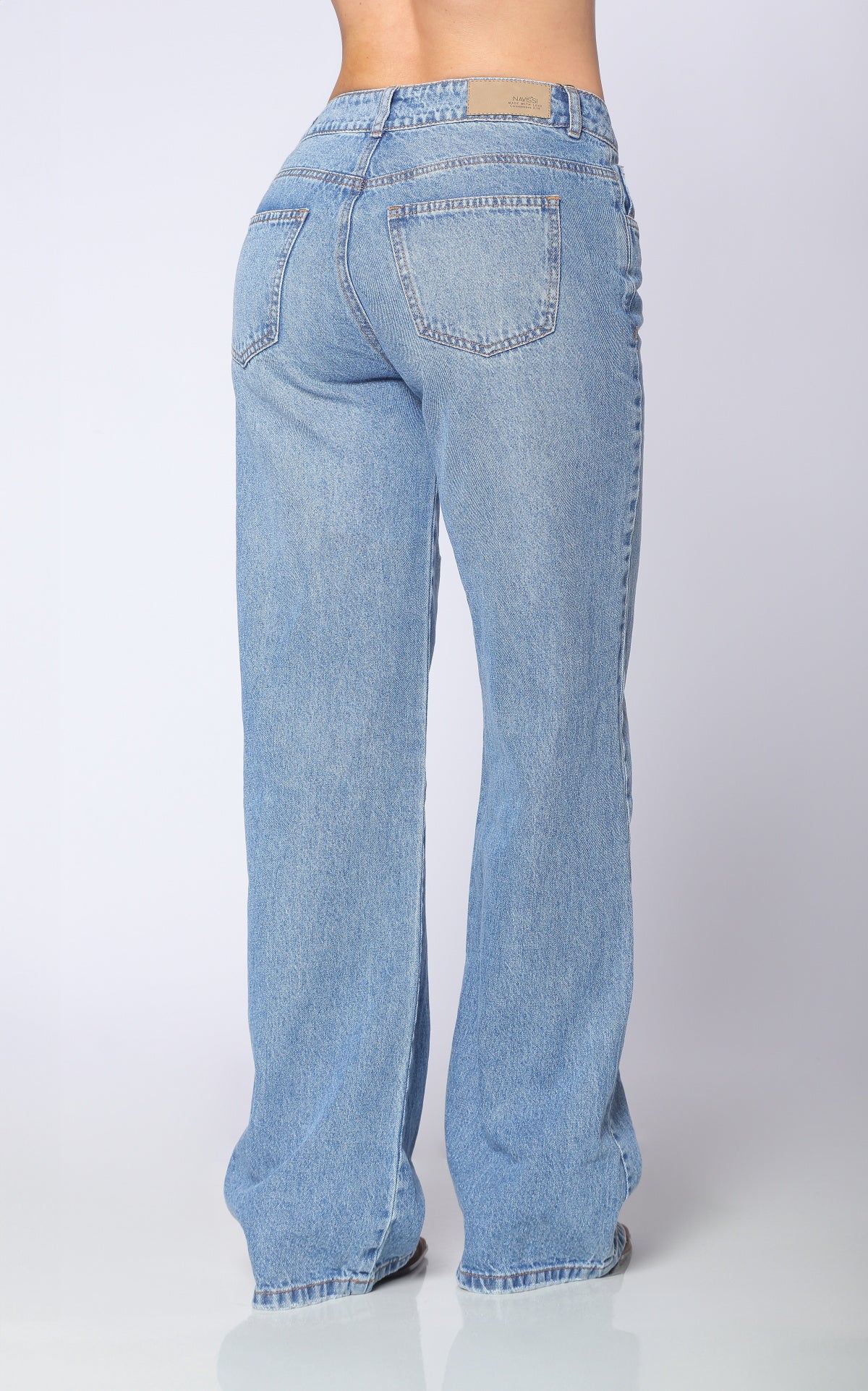 Blue Semi Wide-Leg Wide-Leg Jeans