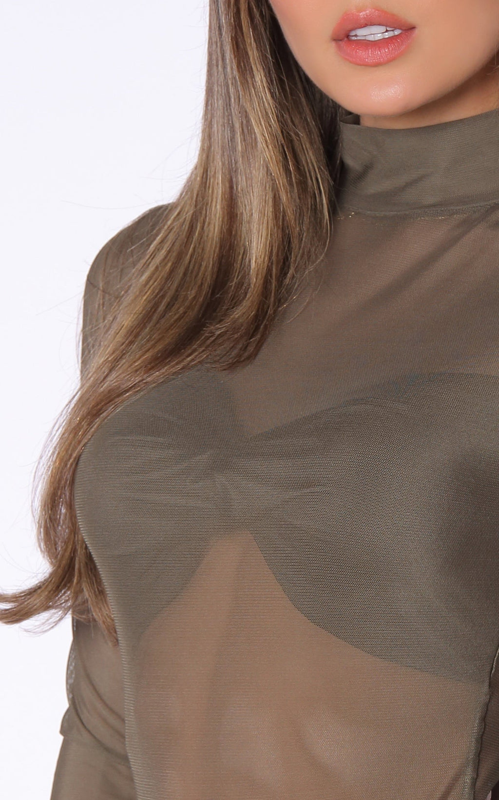 Body Verde Militar Transparencias Mesh
