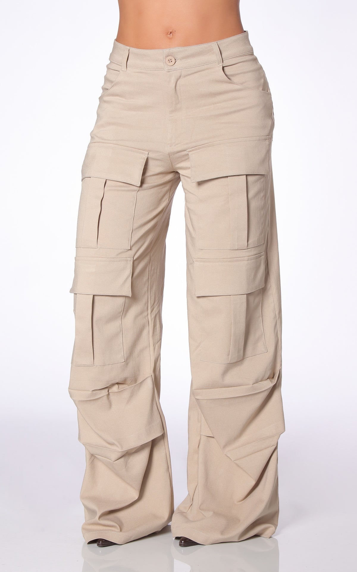 Pantalón Beige Bolsillos Cargo