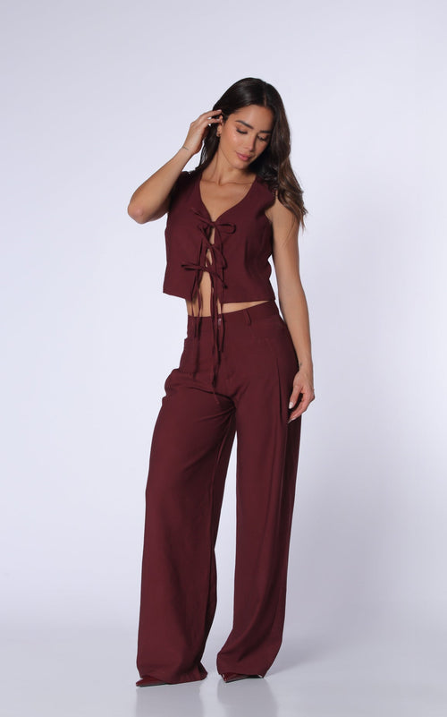 Wine Tailored Pants by Navissi