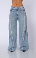 Blue Semi Wide-Leg Wide-Leg Jeans