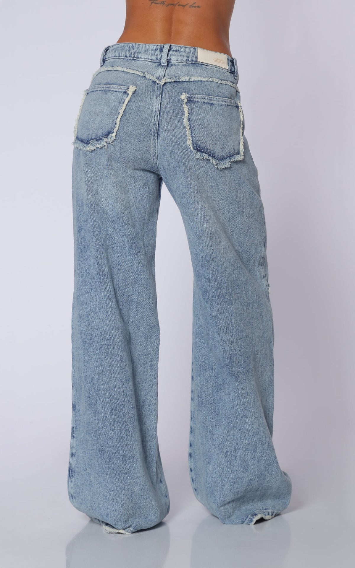 Blue Semi Wide-Leg Wide-Leg Jeans