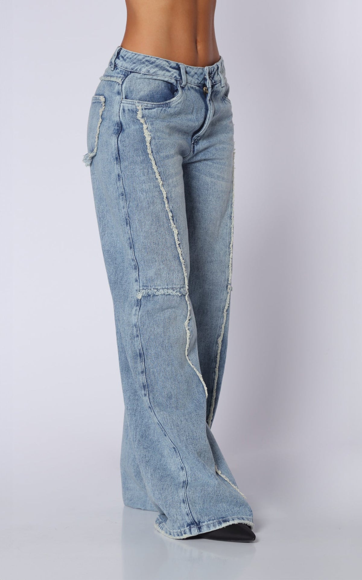 Blue Semi Wide-Leg Wide-Leg Jeans