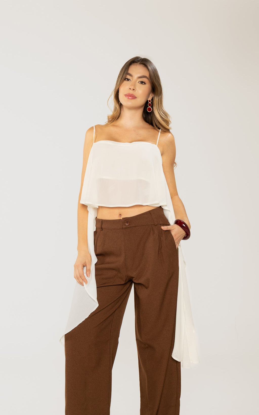 Blusa Marfil Golas en Laterales