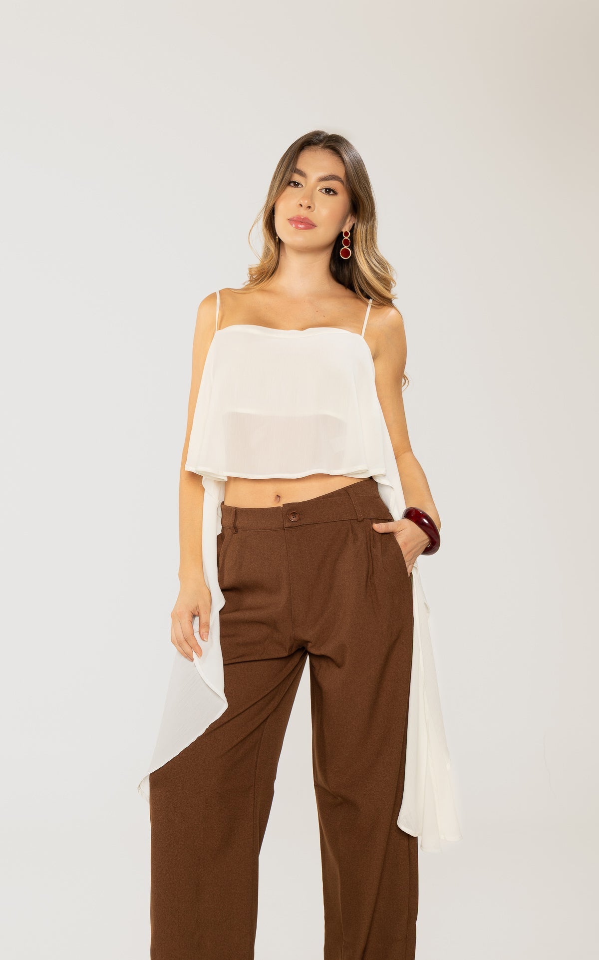 Blusa Marfil Golas en Laterales