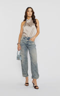 Blue Barrel-Leg Jeans