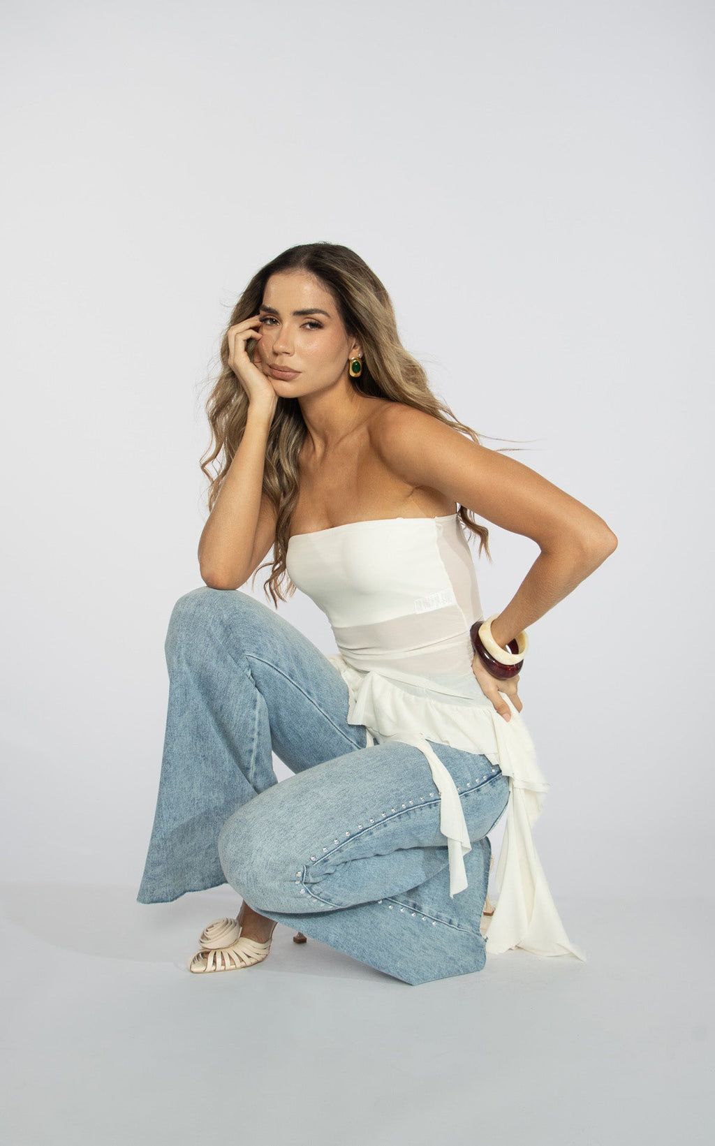 Blusa Straple Golas Marfil