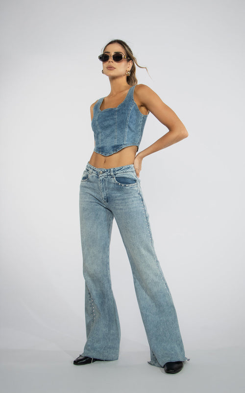 Blue Denim Blouse by Navissi