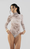 Beige Long-Sleeve Layered Bodysuit