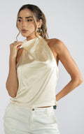 Blusa Escote Halter Crema