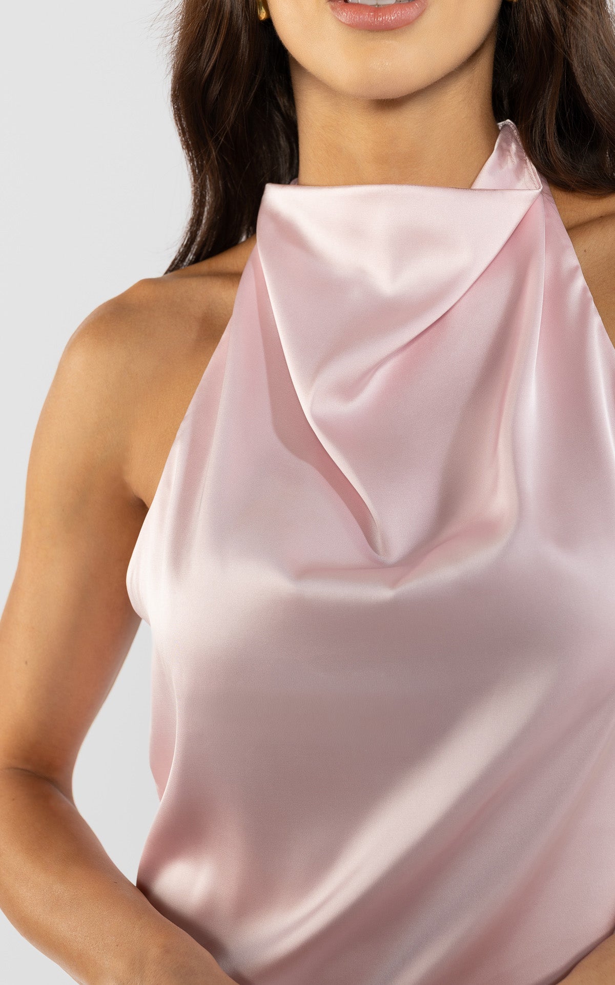 Pink Draped Halter-Neck Blouse by Navissi