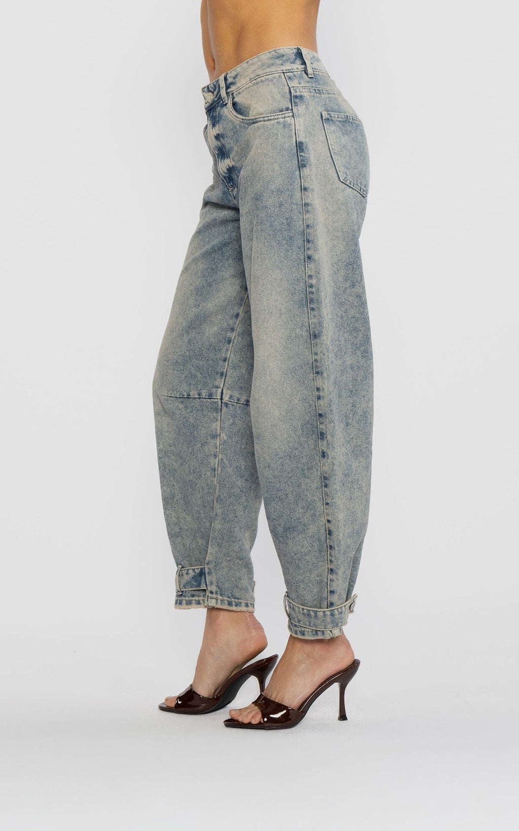 Blue Barrel-Leg Jeans
