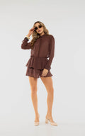 Brown Long-Sleeve Dress