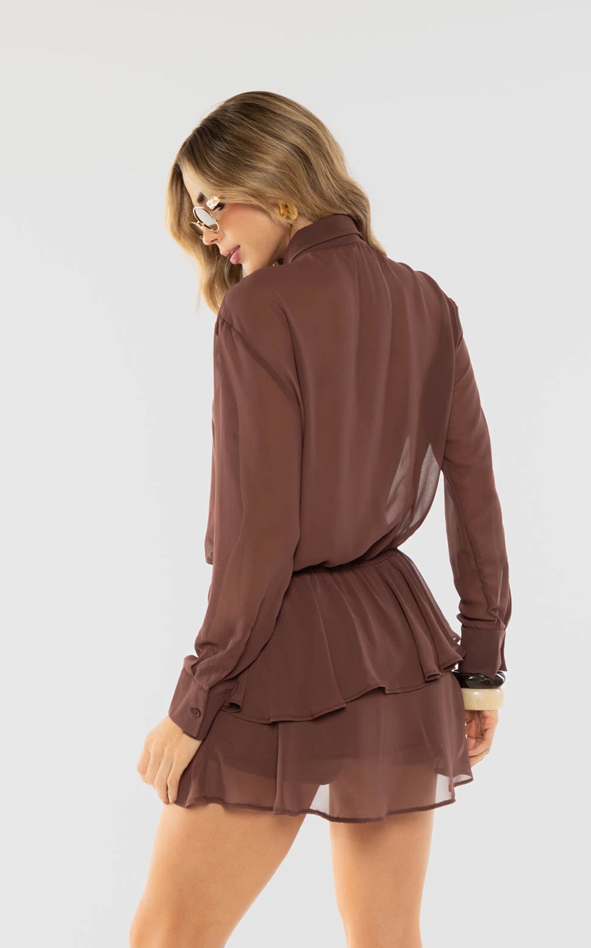 Brown Long-Sleeve Dress