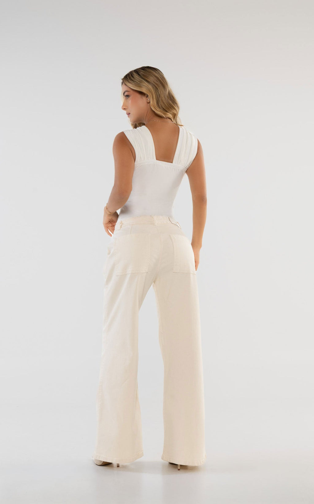 Ivory Wide-Leg Jeans