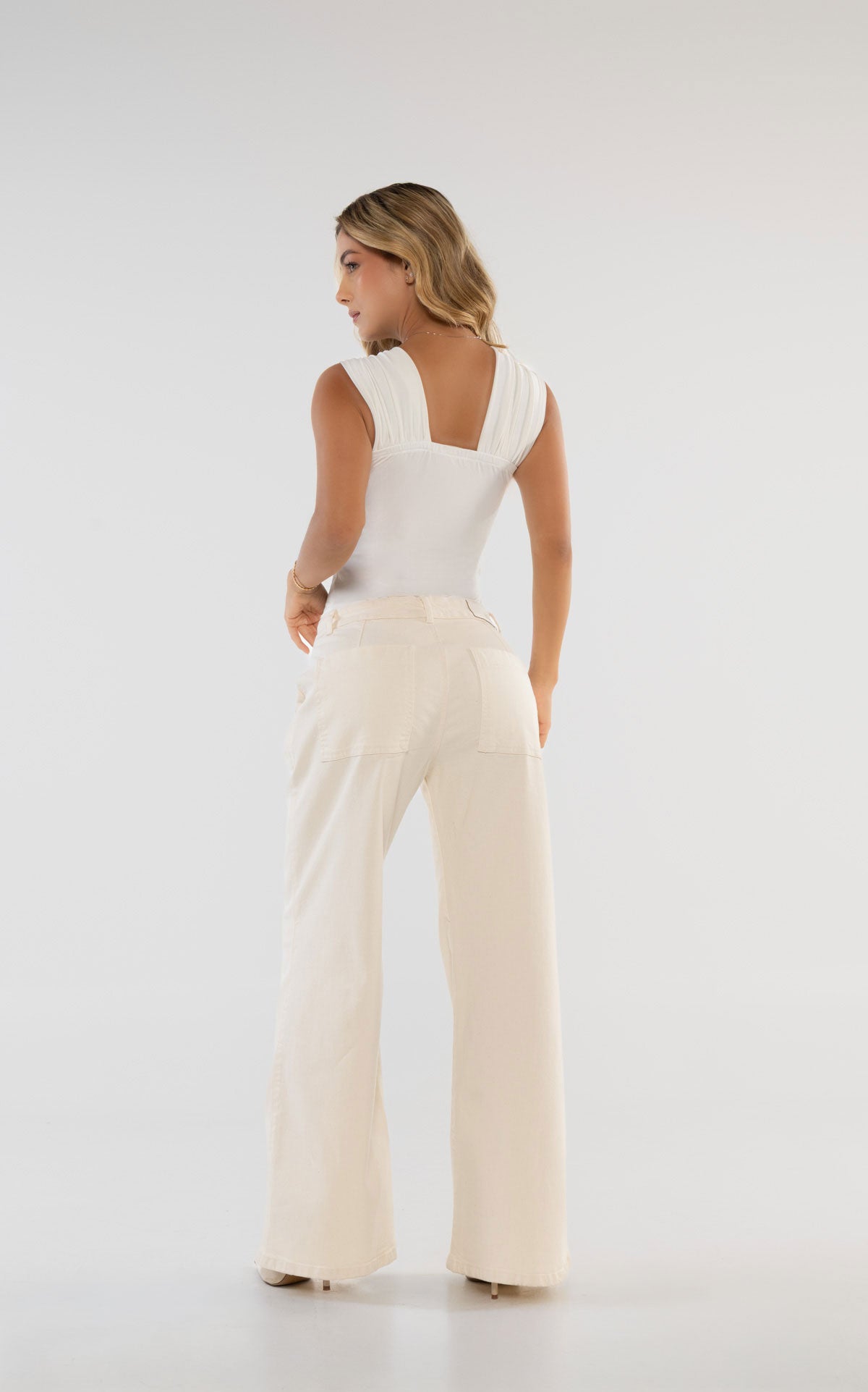 Ivory Wide-Leg Jeans