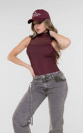 Body Vinotinto Manga Sisa Cuello Alto